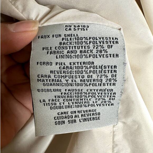 Levi's Sherpa Cream Teddy Medium Length Coat Jacket Super Warm Cozy Size Large - Picture 11 of 11